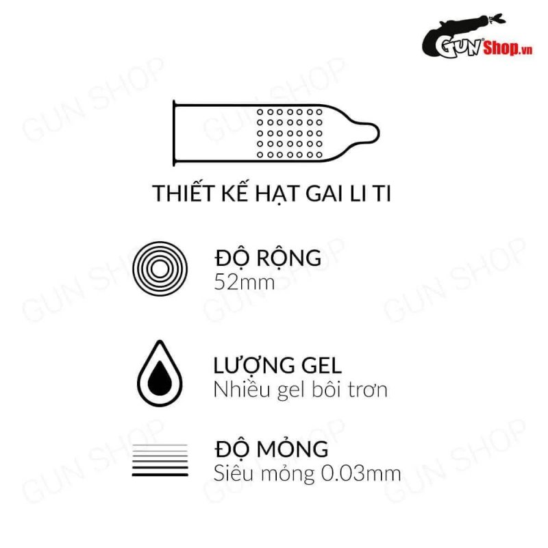Muaisi 0.03 Ultrathin Vàng hộp 12 siêu mỏng hạt kích thích