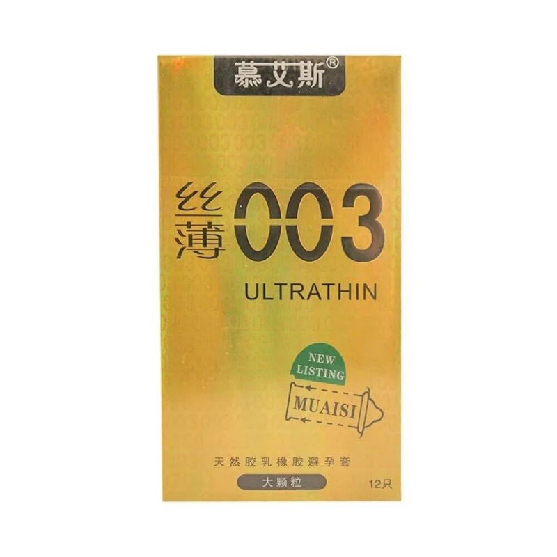 Muaisi 0.03 Ultrathin Vàng hộp 12 siêu mỏng hạt kích thích