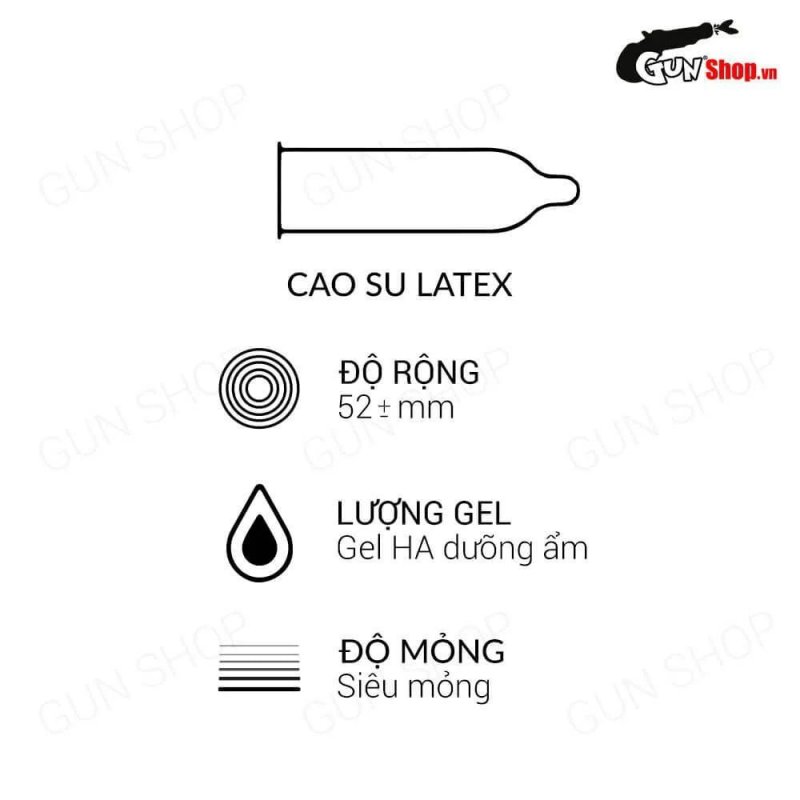 Bao cao su Muaisi 0.03 siêu mỏng mềm mại hộp 12 cái