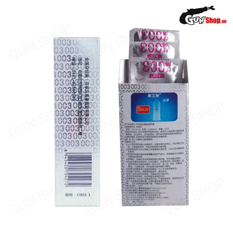 Bao cao su Muaisi 0.03 siêu mỏng mềm mại hộp 12 cái
