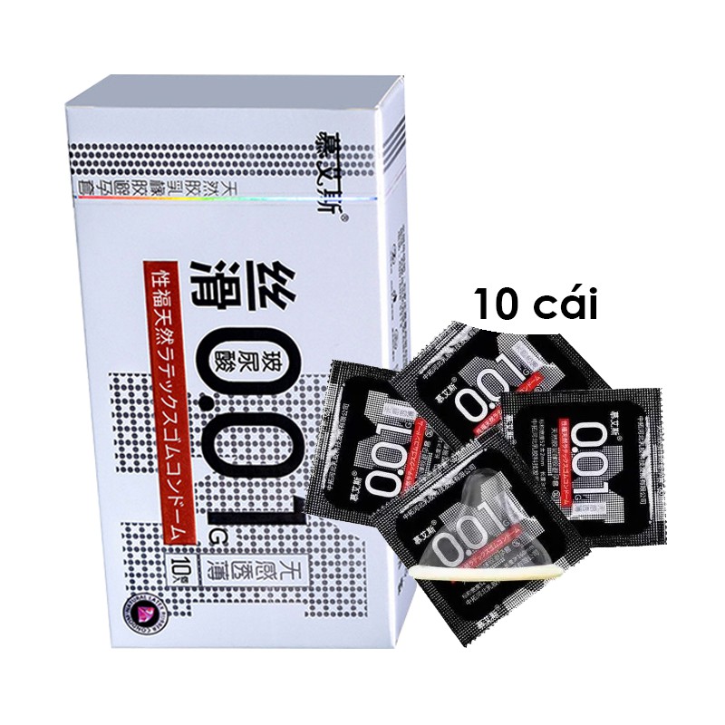 Bao cao su Muaisi 0.01 Trắng - Siêu mỏng 0.01mm - Hộp 10 cái