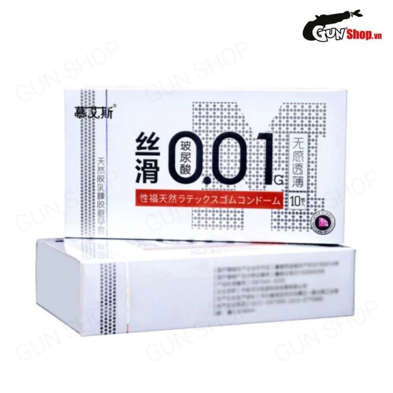 Muaisi 0.01 Trắng siêu mỏng, mượt mà, hộp 10 cái tiện lợi