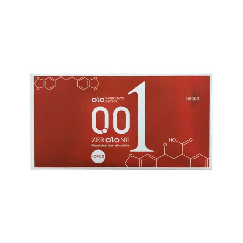 Bao cao su OLO 0.01 Đỏ - Siêu mỏng nóng ấm - Hộp 10 cái