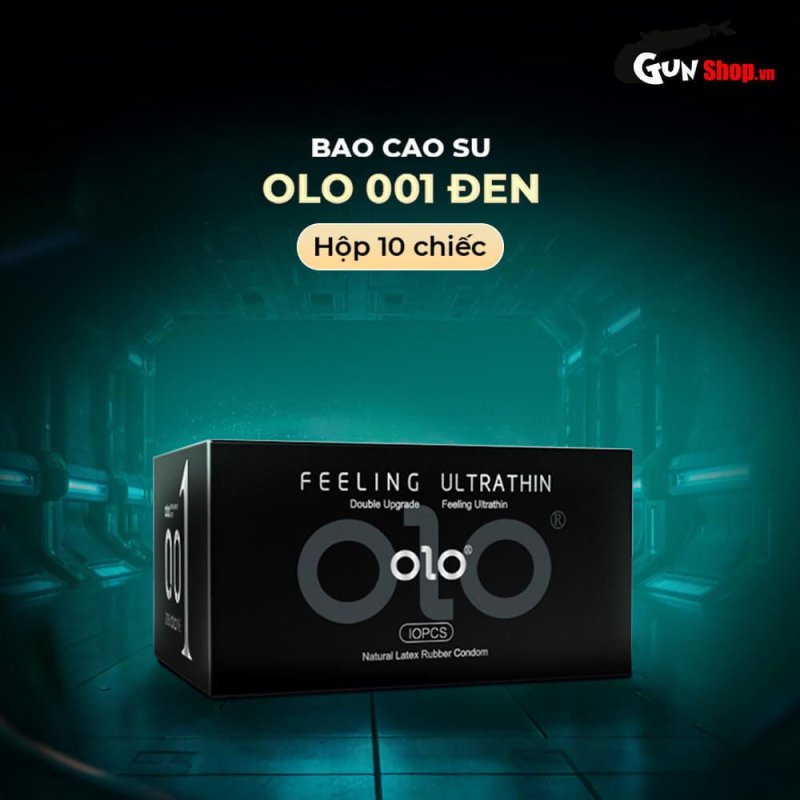 Bao cao su OLO 0.01 Đen siêu mỏng hương vani thơm mát hộp 10 cái an toàn