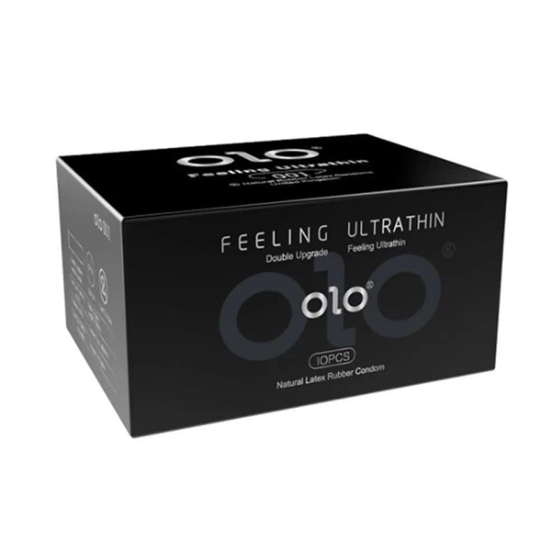 Bao cao su OLO 0.01 Đen siêu mỏng hương vani thơm mát hộp 10 cái an toàn