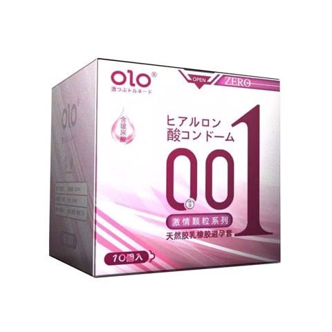 Bao cao su OLO 0.01 Zero Hồng - Siêu mỏng có hạt nhiều gel bôi trơn - Hộp 10 cái