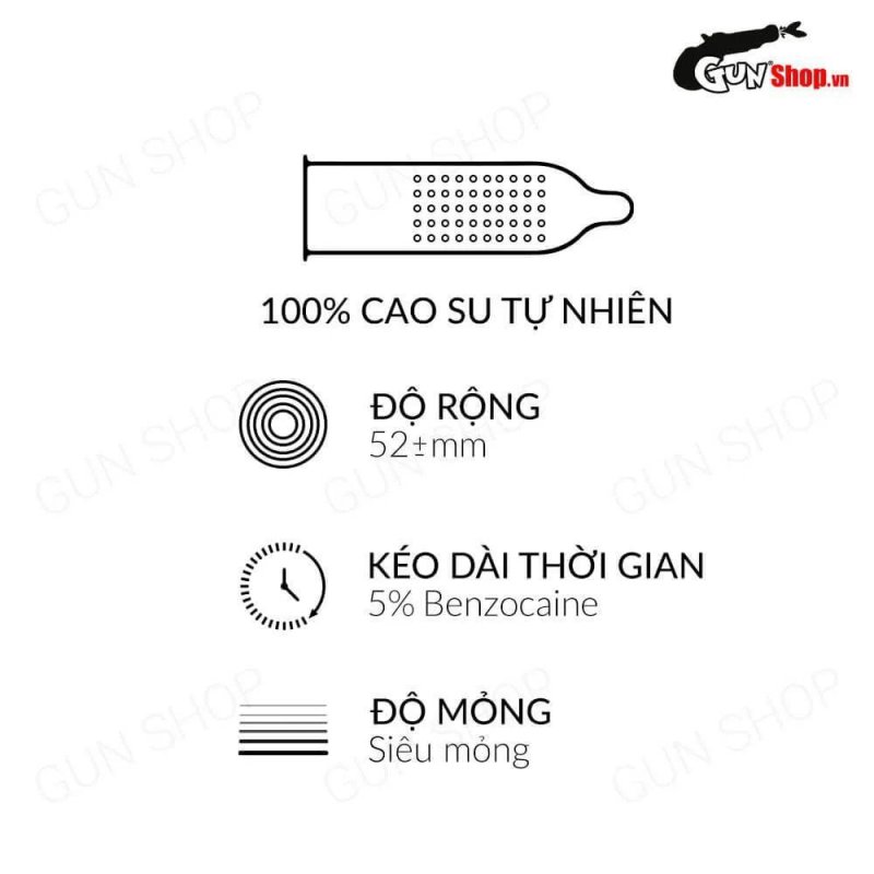 Bao cao su OLO 0.01 Đồng Hồ Vàng hộp 10 cái kéo dài thời gian
