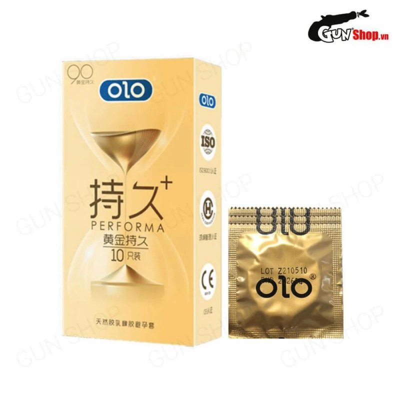 Bao cao su OLO 0.01 Đồng Hồ Vàng hộp 10 cái kéo dài thời gian