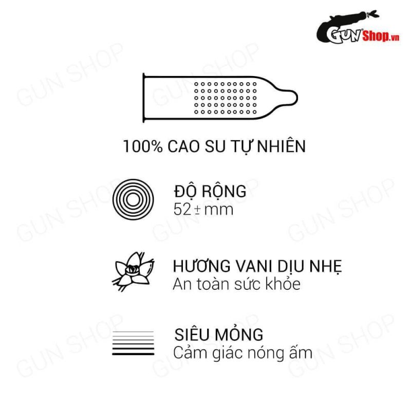 Bao cao su OLO 0.01 Large Bump siêu mỏng, nóng ấm vani, 10 cái