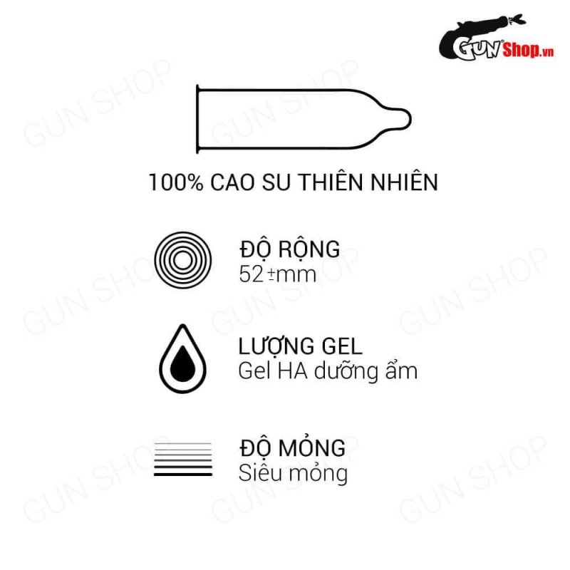 OLO 0.01 Zero Ha For Man - Bao cao su siêu mỏng nhiều gel, hộp 10 cái