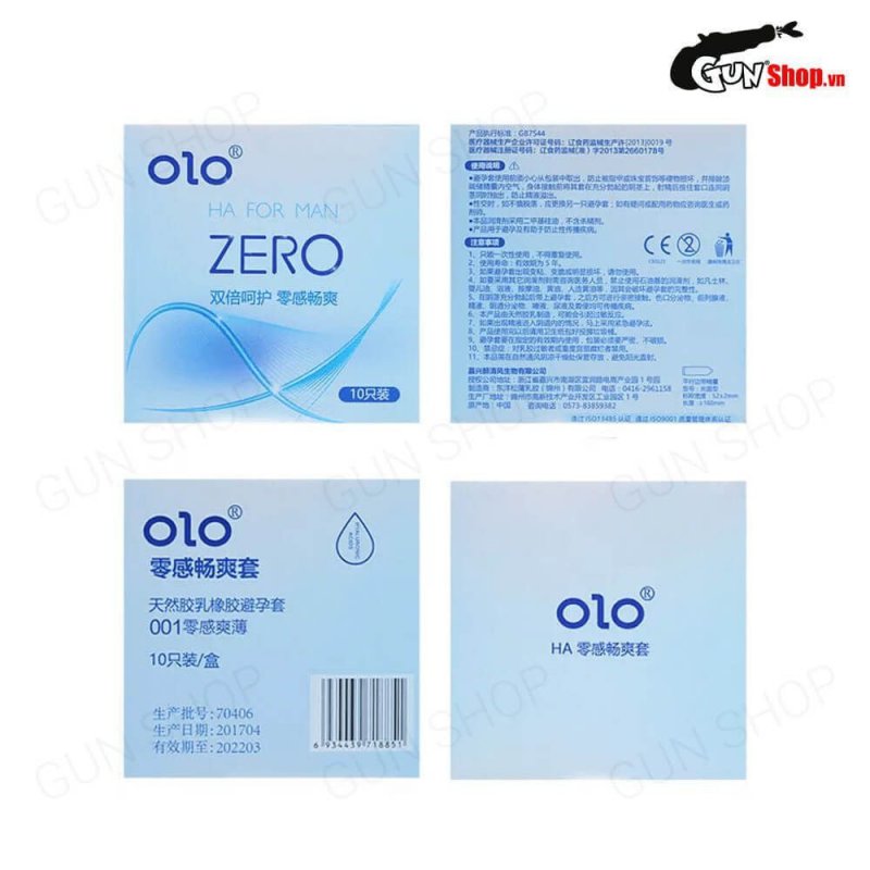 OLO 0.01 Zero Ha For Man - Bao cao su siêu mỏng nhiều gel, hộp 10 cái