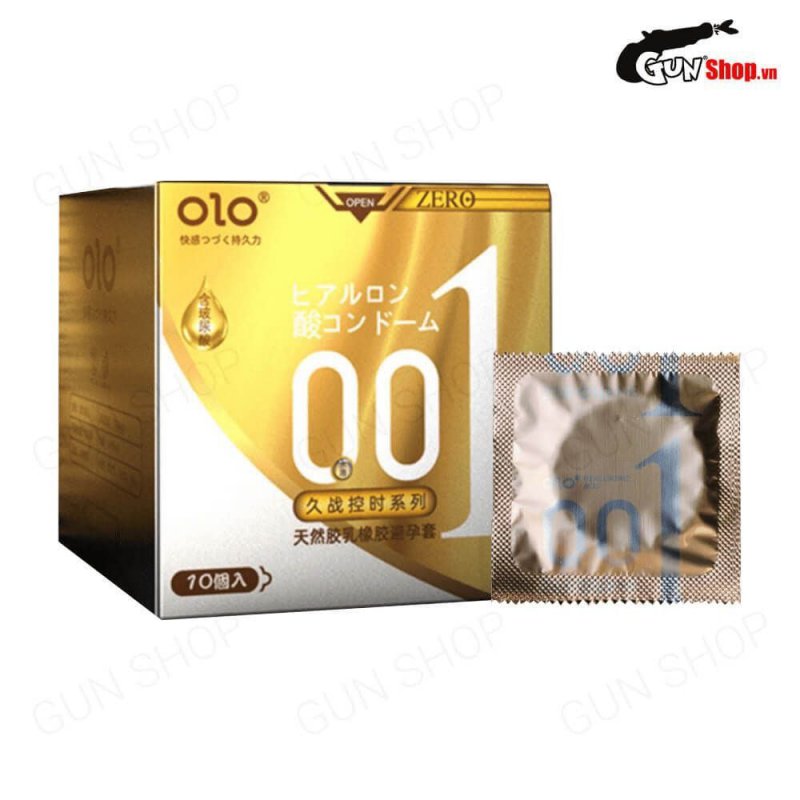 Bao cao su OLO 0.01 Zero Vàng siêu mỏng gân hạt hộp 10 cái an toàn
