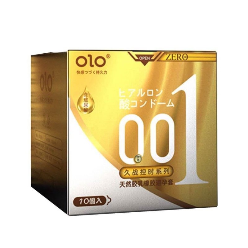 Bao cao su OLO 0.01 Zero Vàng siêu mỏng gân hạt hộp 10 cái an toàn