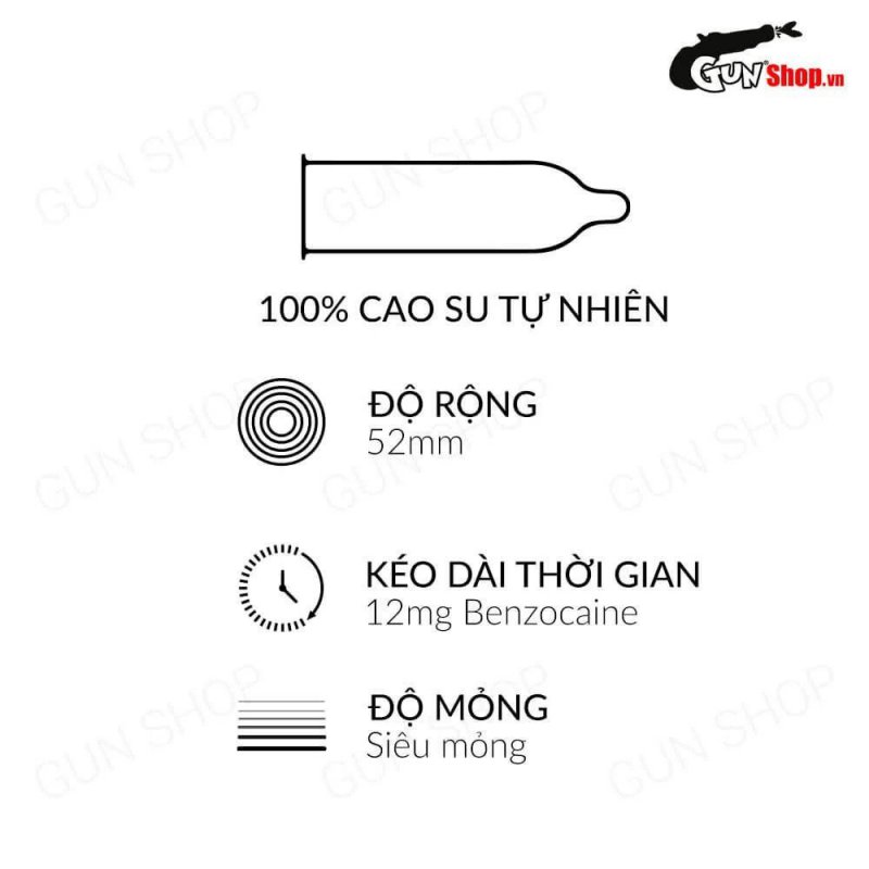 Bao cao su OLO 0.01 Black siêu mỏng kéo dài cảm xúc hộp 10