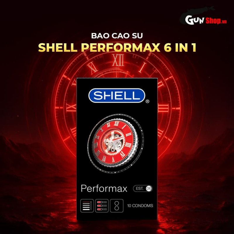 Bao cao su Shell Performax 6 in 1 Hộp 10 cái Kéo dài yêu