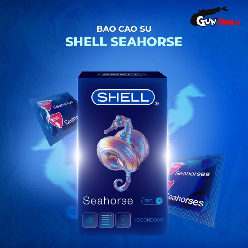 Bao cao su Shell Seahorse hộp 10 cái kéo dài thời gian hiệu quả