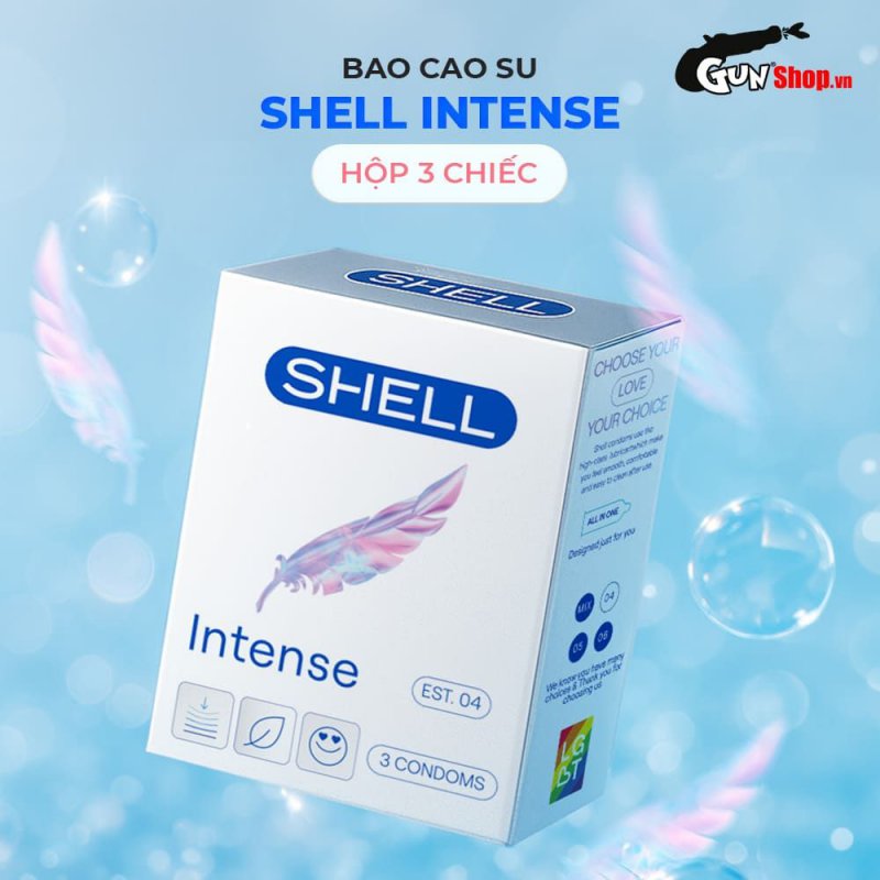 Shell Intense siêu mỏng 0.04mm hộp 3 cái an toàn thoải mái