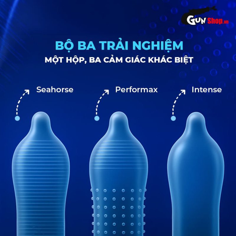 Bao cao su Shell Triple Mix mỏng mát, gân gai kích thích, hộp 12