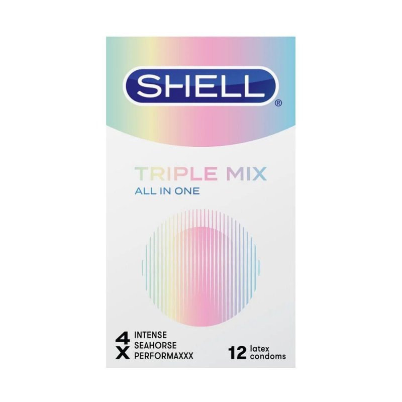 Bao cao su Shell Triple Mix mỏng mát, gân gai kích thích, hộp 12