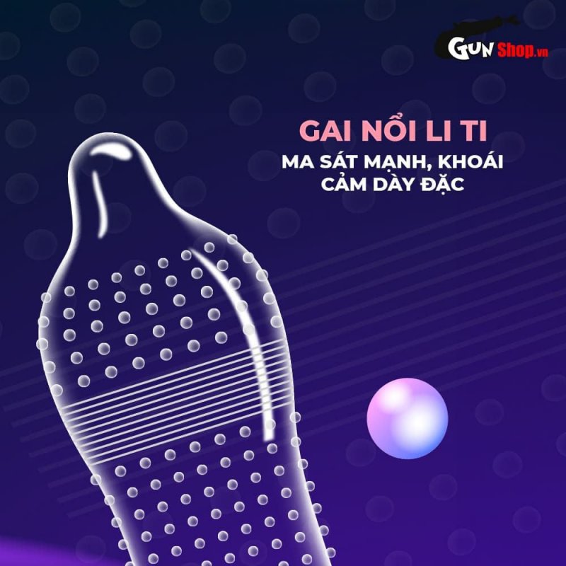 Bao cao su Shell Giant Entering gân nổi bi silicon tăng kích thích 3cm hộp 10