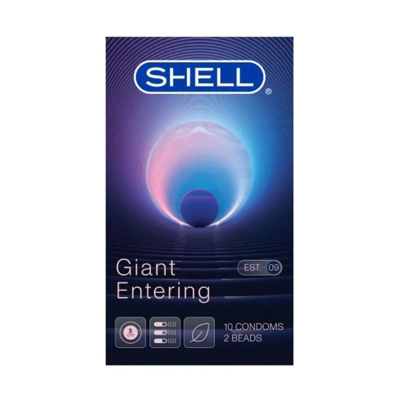 Bao cao su Shell Giant Entering gân nổi bi silicon tăng kích thích 3cm hộp 10