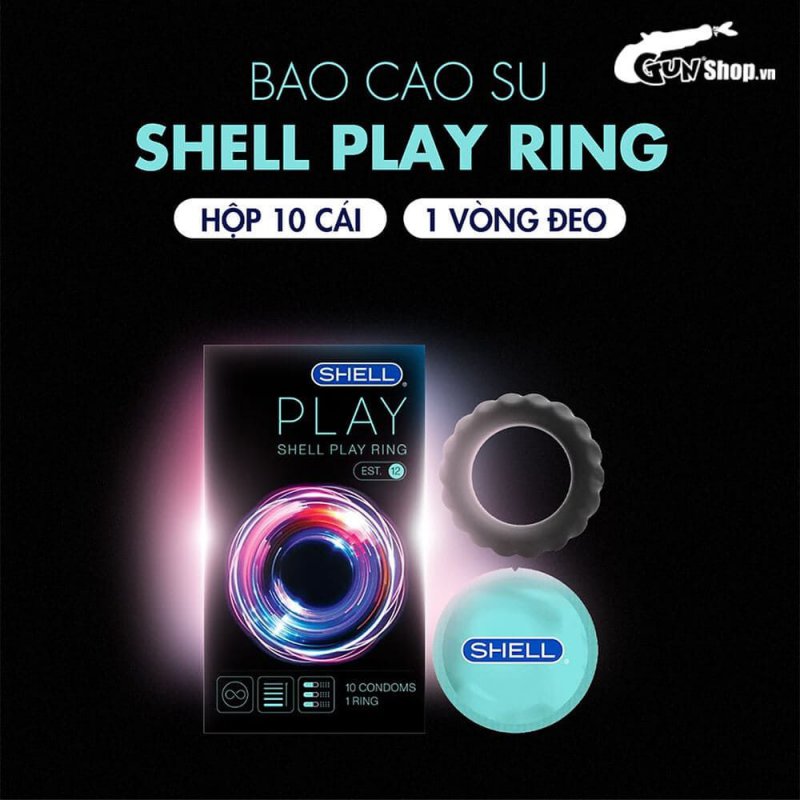 Bao cao su Shell Play Ring 6 tính năng hộp 10 cái tặng vòng kéo dài