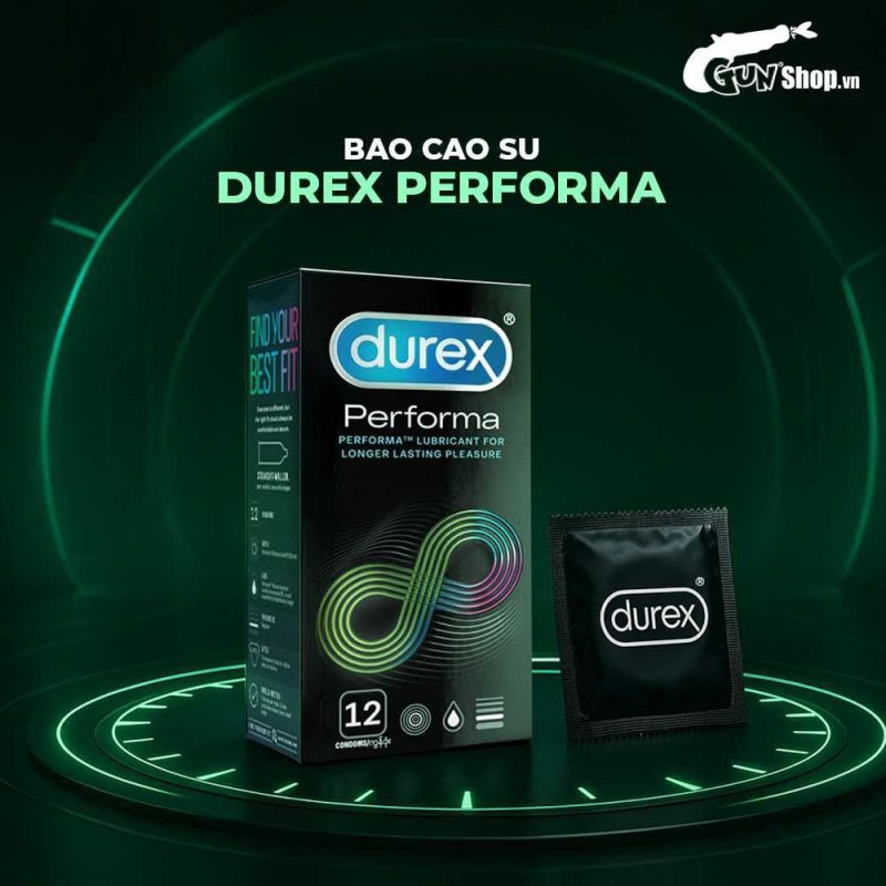 Bao cao su Durex Performa kéo dài thời gian an toàn hộp 12 cái