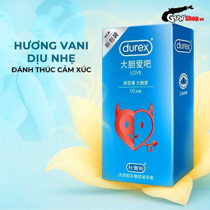 Bao cao su Durex Love siêu mỏng hương vani hộp 10 cái giá tốt