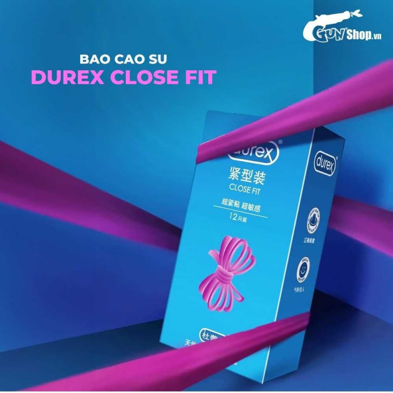 Bao cao su Durex Close Fit 49mm ôm vừa hộp 12 chiếc siêu mỏng