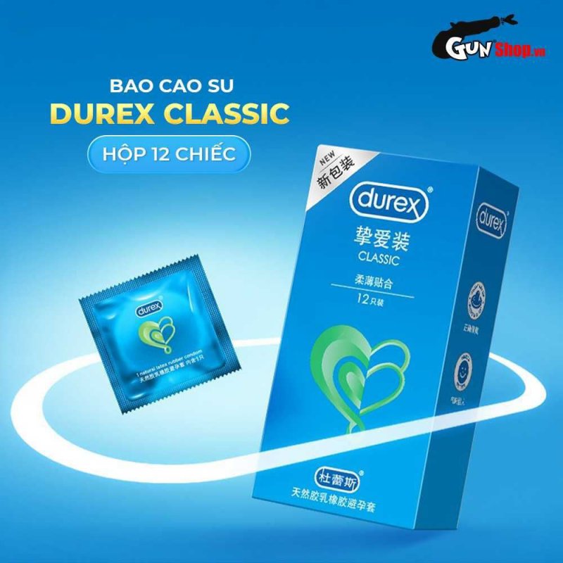 Bao cao su Durex Classic mềm mỏng an toàn hộp 12 cái mua ngay