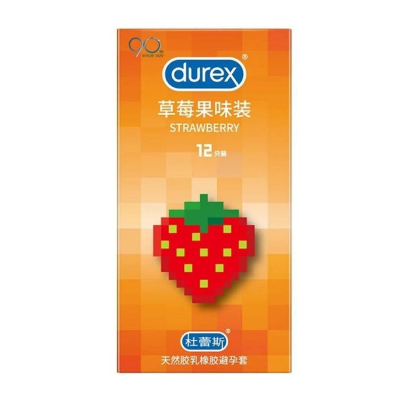 Bao cao su Durex hương dâu 56mm an toàn mềm mại hộp 12 cái