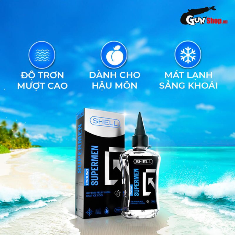 Gel bôi trơn hậu môn mát lạnh Shell Supermen Cooling 90ml, siêu mượt, tăng khoái cảm
