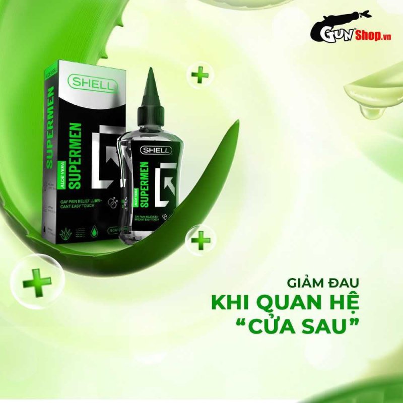 Gel bôi trơn hậu môn lô hội Shell Supermen 90ml, an toàn nhanh chóng