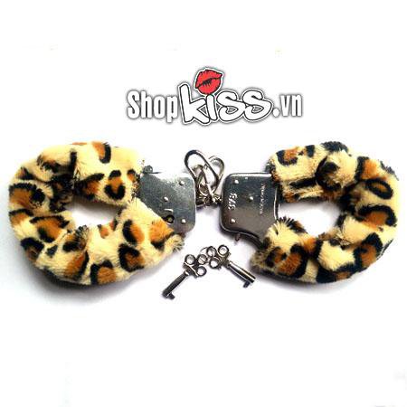 Còng tay kim loại đệm bông êm ái, dụng cụ bạo dâm an toàn