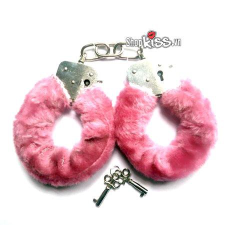 Còng tay kim loại đệm bông êm ái, dụng cụ bạo dâm an toàn