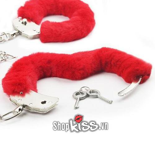 Còng tay kim loại đệm bông êm ái, dụng cụ bạo dâm an toàn