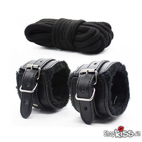 Bộ đồ chơi bạo dâm 10 món da đen cao cấp phụ kiện kích thích tình yêu