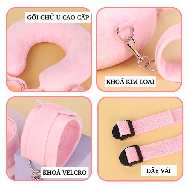 Bộ Trói Tay Chân Cổ Gối Chữ U Đệm Bông Đồ Chơi BDSM Cao Cấp