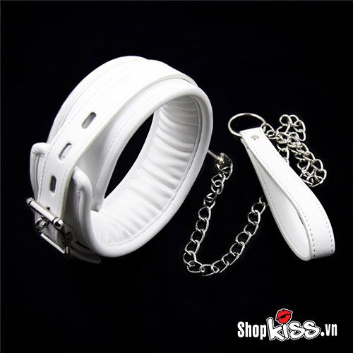 Dụng cụ bạo dâm xích cổ da trắng êm ái, kích thích nhanh