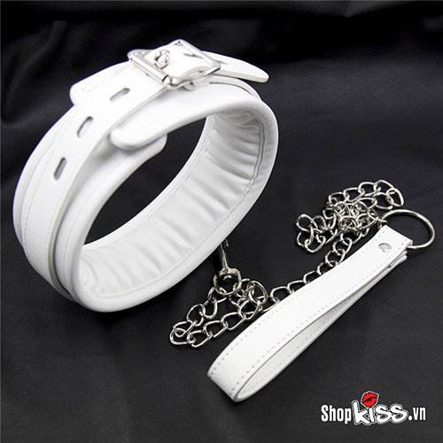 Dụng cụ bạo dâm xích cổ da trắng êm ái, kích thích nhanh