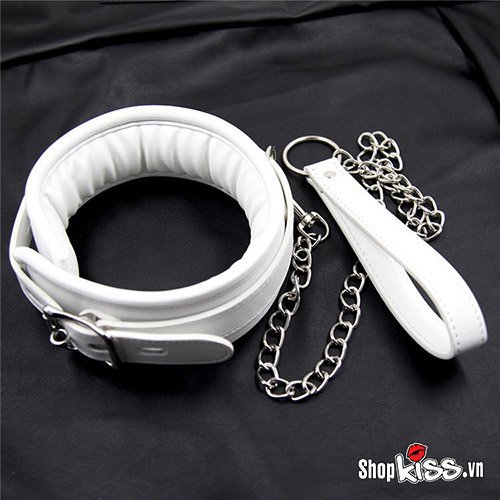 Dụng cụ bạo dâm xích cổ da trắng êm ái, kích thích nhanh