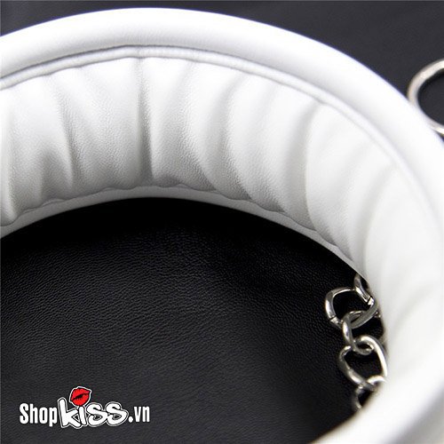 Dụng cụ bạo dâm xích cổ da trắng êm ái, kích thích nhanh