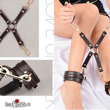 Bộ đồ chơi bạo dâm da cao cấp đỏ đen sang trọng sexy quyến rũ