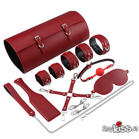 Bộ đồ chơi bạo dâm da cao cấp đỏ đen sang trọng sexy quyến rũ