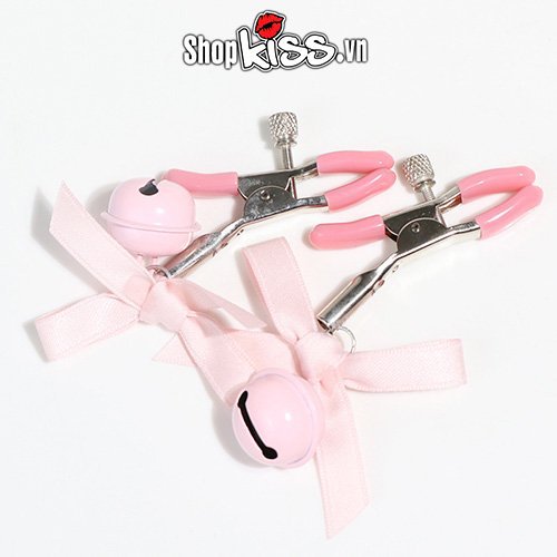 bộ kẹp vú lục lạc đính nơ dễ thương đồ chơi BDSM quyến rũ