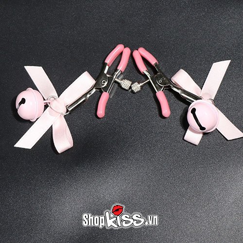 bộ kẹp vú lục lạc đính nơ dễ thương đồ chơi BDSM quyến rũ
