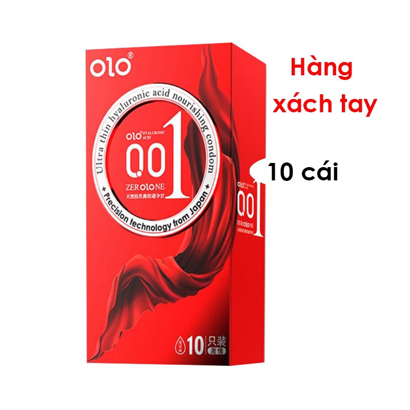 Bao cao su Olo thin 0.01 đỏ Square Red gai nổi siêu mỏng hộp 10c