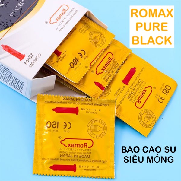 Bỏ sỉ Bao cao su Romax Pure Black siêu mỏng - Hộp 12 cái tốt nhất Bỏ sỉ Bao cao su Romax Pure Black siêu mỏng - Hộp 12 cái tốt nhất