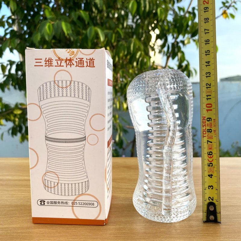 cốc thủ dâm trong suốt 2 đầu silicon cao cấp nhỏ gọn tiện lợi