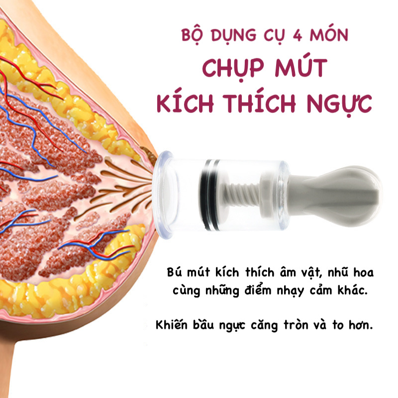 Nhập sỉ Bộ dụng cụ chụp mút vú kích thích massage ngực siêu sướng hút chân không nhập khẩu